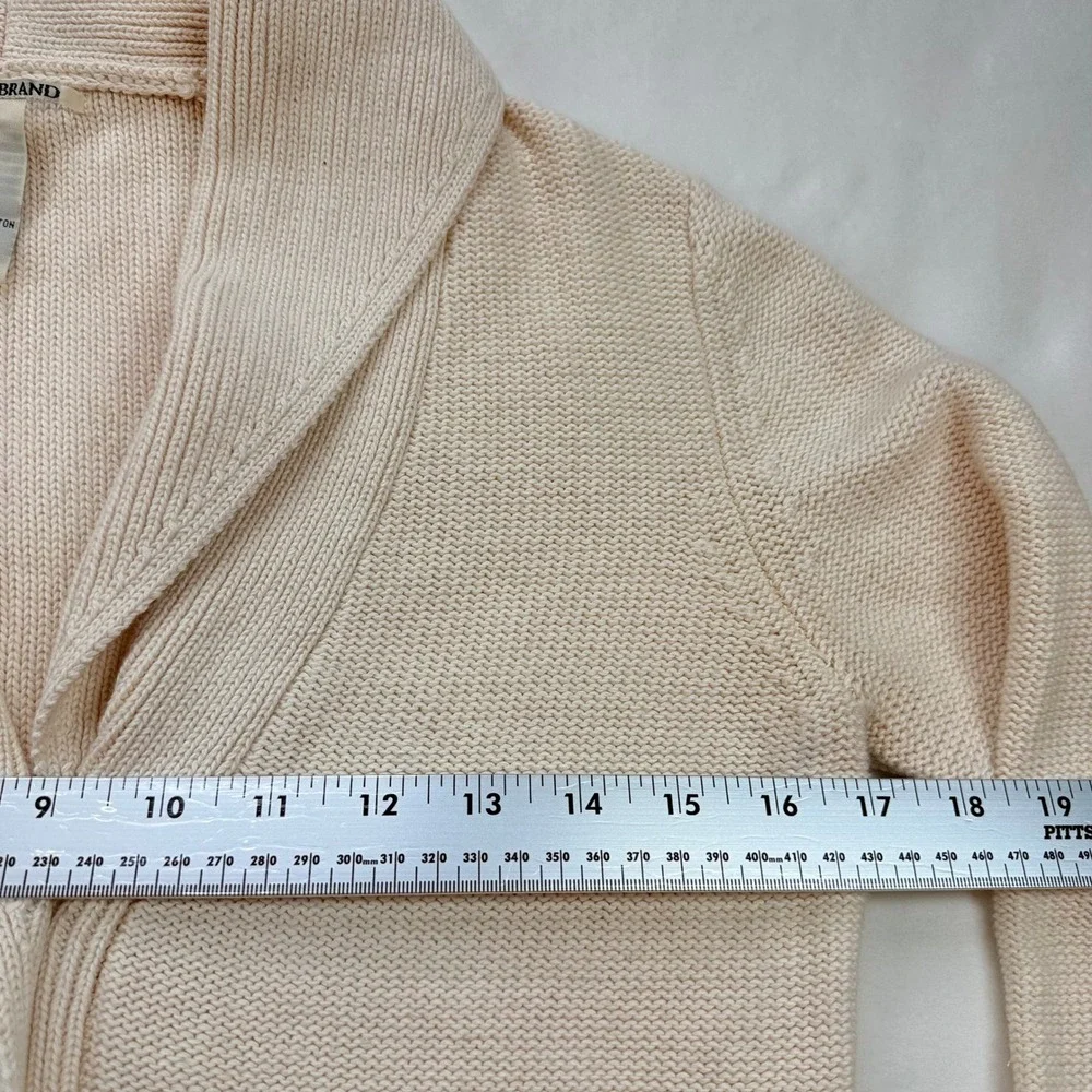 Lucky Brand Cream Shawl Collar Button‎ Front Cotton Knit Cardigan Sweater Small